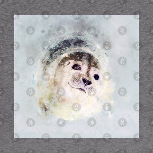 Dramabite Watercolor seal marine animal artistic cute by dramabite